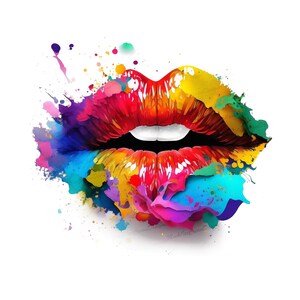 Lip PNG, Lip Clipart, Sublimation PNG for Shirt, Colorful PNG for Shirts and Sublimation Design, Neon Sublimation, Hip Hop png, Abstract png