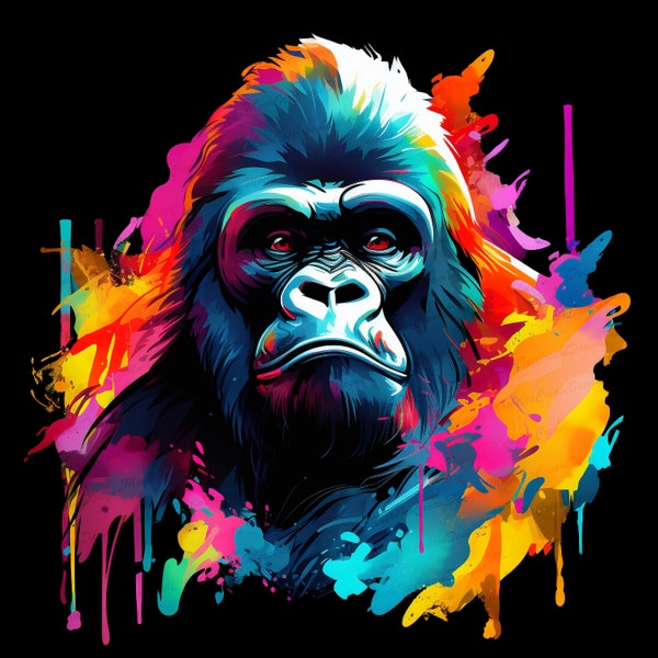 Gorilla T-shirt Design PNG for Sublimation, colorful gorilla, tshirt png, sublimation designs, png for shirts,sublimation designs for shirts