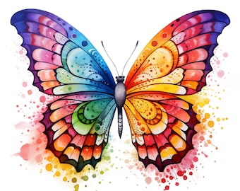 Mariposa Png, Diseño de Sublimación, Descarga Digital, Mariposa Floral Png, Pegatina de Mariposa, Pintura de Flores Png, Imagen Digital de Primavera