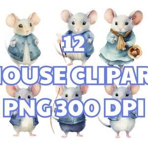 Maus PNG Clipart, viktorianische Maus png, Maus Clipart, Maus Sublimation, Aquarell Maus Clipart, süße Mäuse, Clipart-Pack, Kinderzimmerkunst