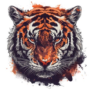 Watercolor Tiger PNG | DTG Printing | Instant download | T-shirt Sublimation Digital File Download l Transparent PNG Digital Design