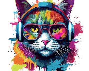 Cat png, Vibrant png, Graffiti png, Abstract png, Urban design, T-shirt designs,Colorful png for t-shirts and sublimate designs,Png for kids