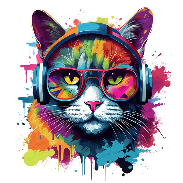 Cat png, Vibrant png, Graffiti png, Abstract png, Urban design, T-shirt designs,Colorful png for t-shirts and sublimate designs,Png for kids