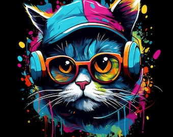 Cat png, Vibrant png, Graffiti png, Abstract png, Urban design, T-shirt designs,Colorful png for t-shirts and sublimate designs,Png for kids