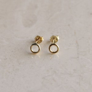 Open Circle Gold Stud Earrings - Minimalist Earrings - Geometric Simple Round Gold Studs - Hollow Circle Gold Studs - Everyday Simple Stud