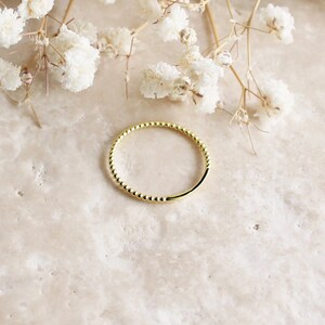 Gold Bubble Bead Ring - Thin Dotted Gold Band, Minimal Gold Beaded Ring, Dainty Stack Ring, Gold Layering Ring, Wedding Band, Jewelry Gift
