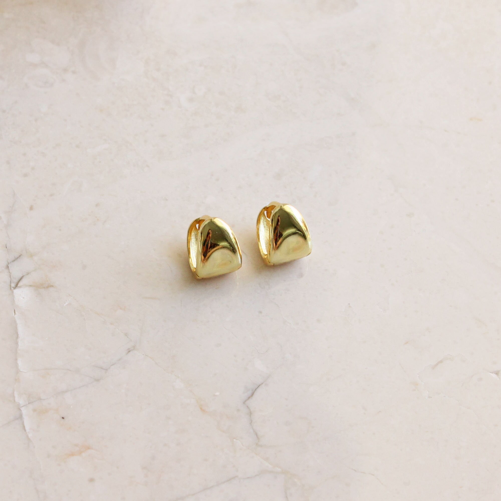 Gold Hoop Earrings For Women - Chunky Geometric Triangle Huggies | Statement Dangle Earrings For Party & Wedding