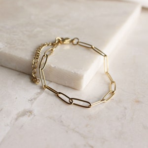 Gold Chain Bracelet - Tarnish Free Gold Bracelet, Paperclip Gold Chain Bracelet, Link Chain Bracelet, Minimal Gold Bracelet, Jewelry Gift