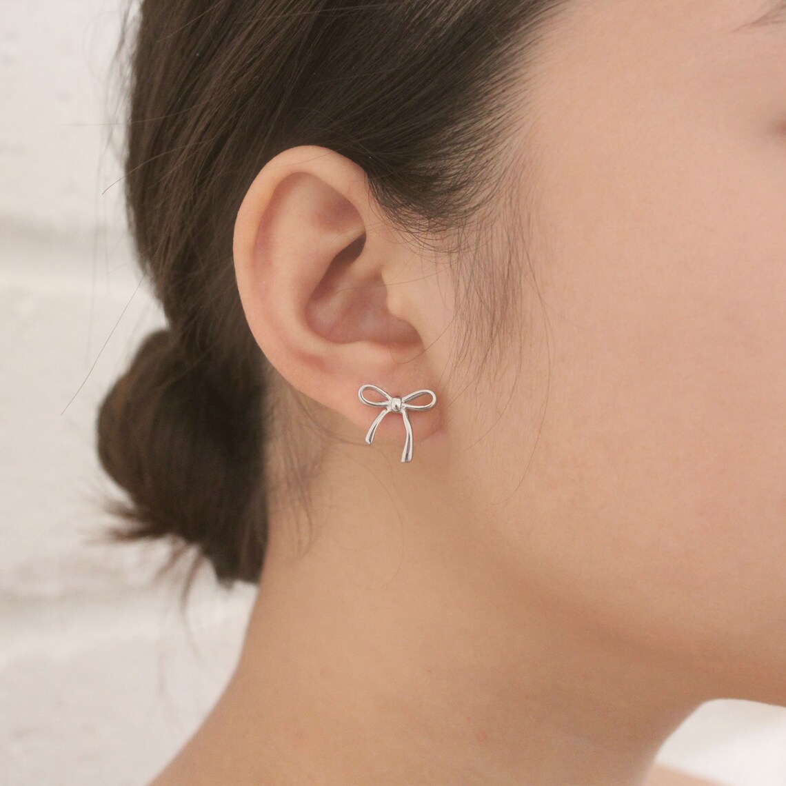 Ribbon Gold Earrings - Dainty Ribbon Gold Stud Earrings - Beautiful ...
