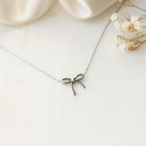Ribbon Gold Necklace - Dainty Ribbon Pendent Gold Necklace - Beautiful ...