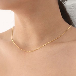 Gold Box Chain Necklace - Simple Gold Chain Necklace, Dainty Gold Box Chain Necklace, Simple Layering Gold Chain Necklace, Jewelry Gift