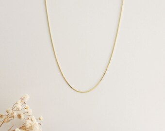 Gold Filled Dainty Thin Chain Necklace - Simple S Chain Gold Necklace, Flat Gold Chain Necklace, Delicate Gold Chain Necklace, Jewelry Gift