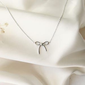 Ribbon Gold Necklace - Dainty Ribbon Pendent Gold Necklace - Beautiful ...