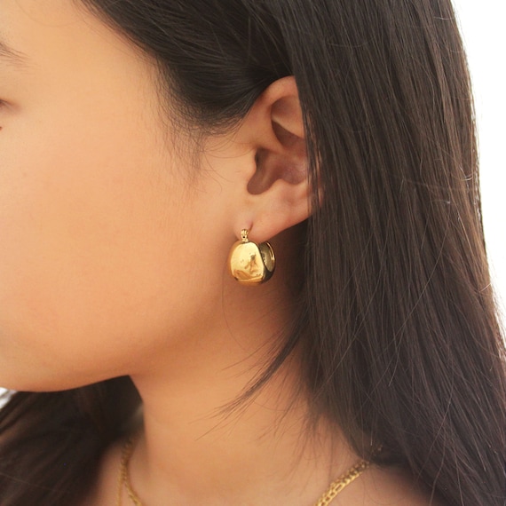 Boucles D’oreilles Créoles épaisses – Plaqué Or 14K – Argent Sterling – ALEXCRAFT