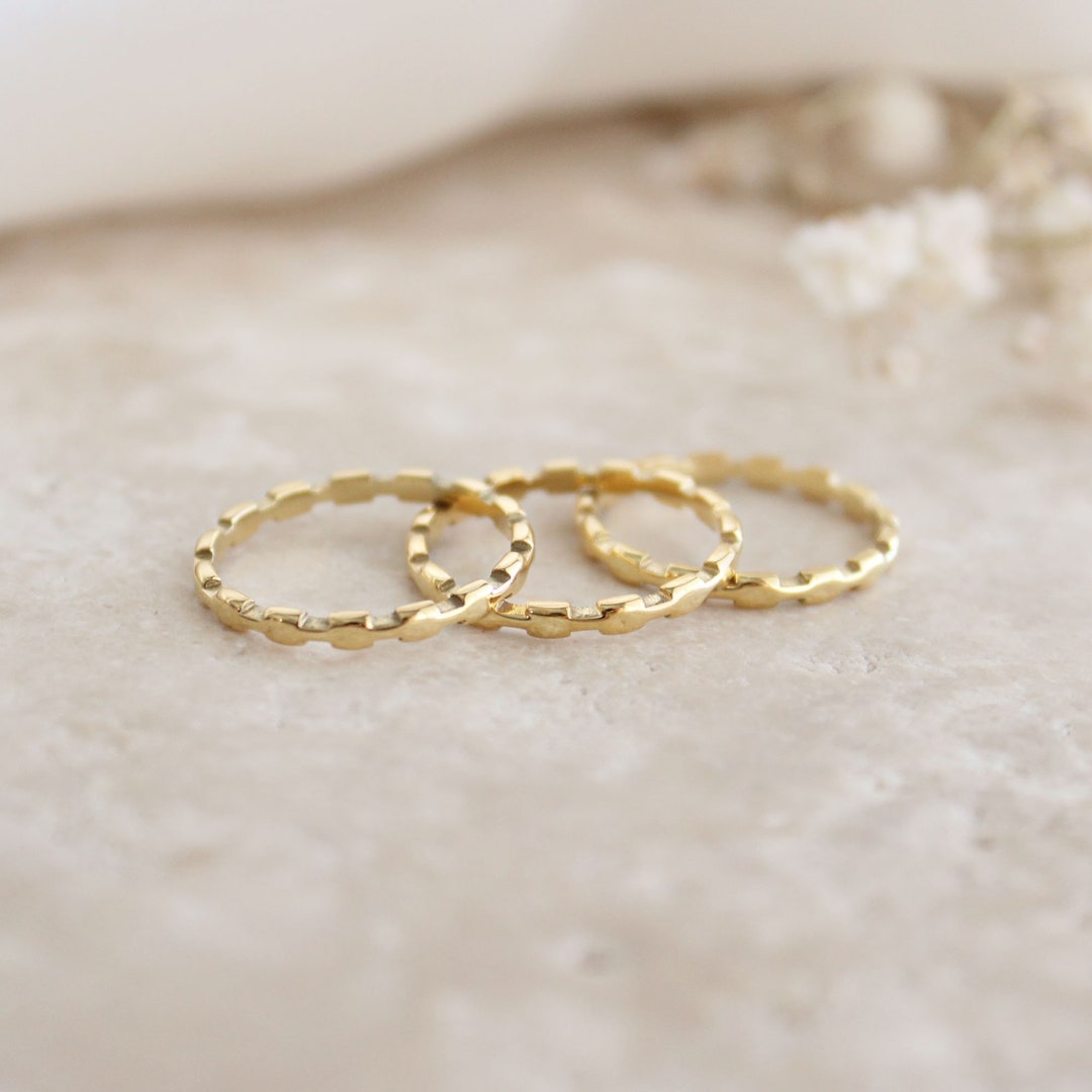 Chain Gold Ring - Square Linked Gold Ring, Geometric Unique Gold Ring ...