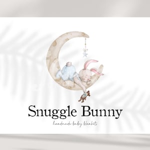 bunny logo, rabbit logo, moon logo, baby logo, child logo, premade logo design, doula logo, midwife logo, custom branding, birth logo