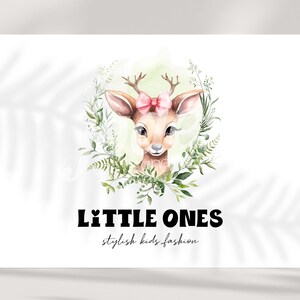 fashion logo, kids logo, boutique logo, deer logo, botanical logo, children's logo, animal logo, premade logo design, custom logo design,