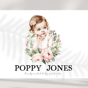 baby logo, child logo, floral logo, girl logo, premade logo design, custom branding, rose logo, shabby chic logo, boutique logo