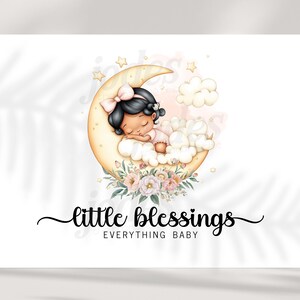 baby sleeping logo, baby on moon logo, dreamy baby logo, star logo, child logo, premade logo design, custom logo design, business branding