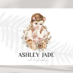 baby logo, child logo, floral logo, girl logo, premade logo design, custom branding, rose logo, shabby chic logo, boutique logo