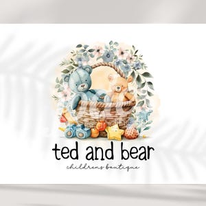 teddy logo, bear logo, teddy bear logo, childrens logo, boutique logo, toys logo, baby logo, premade logo design, custom branding