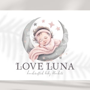 dreamy child logo, baby sleeping logo, moon logo, stars logo, newborn logo, premade logo, custom logo, branding package, sweet dreams logo