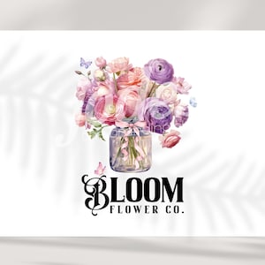 floral logo, boutique logo, bloom logo, florist logo, flower logo, petals logo, blossoms logo, premade logo design, custom logo design