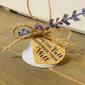 Set of 50 Ring the Bell and Wish them Well White Country Wedding Bells with Lavender image 1