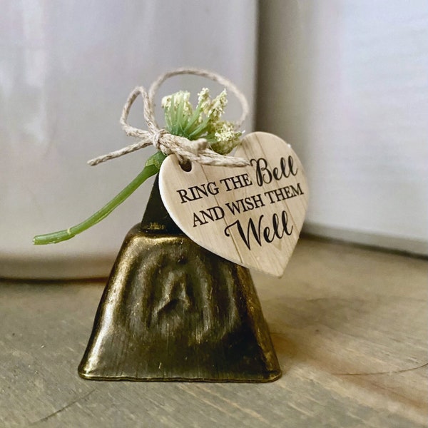 Set of 12: Ring the Bell and Wish them Well Rustic Farm Country Wedding Bell Favors