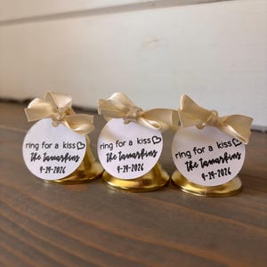 Personalized Wedding Bells Set of 50 | Ring the Bell to Wish Them Well | Gold Reception Table Favors | Wedding Exit Bells