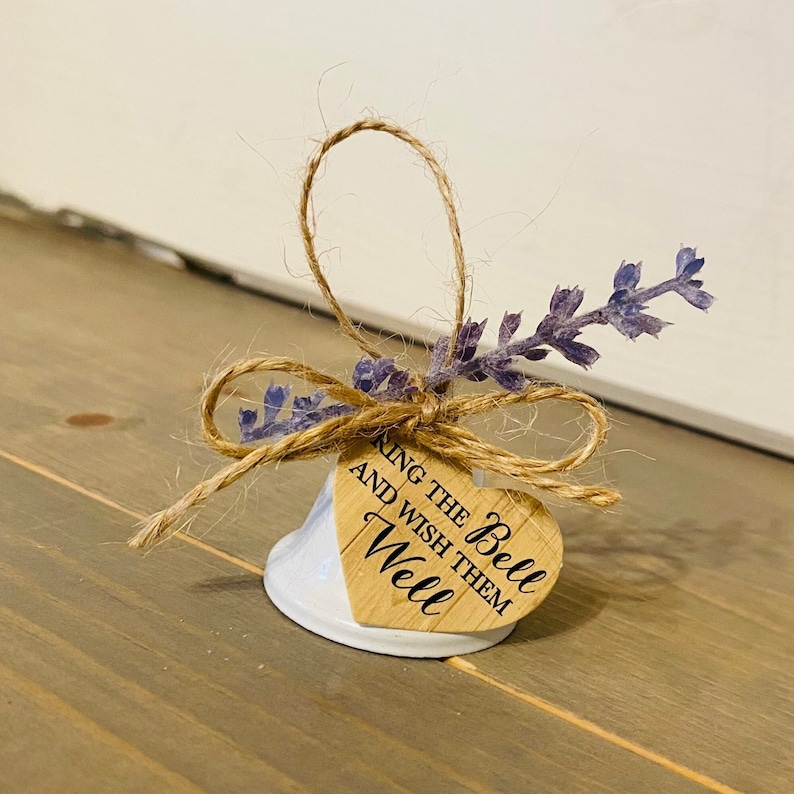 Set of 50 Ring the Bell and Wish them Well White Country Wedding Bells with Lavender image 1