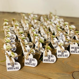 50 Personalized Ring the Bell and Wish them Well Rustic Farm Country Wedding Bell Favors