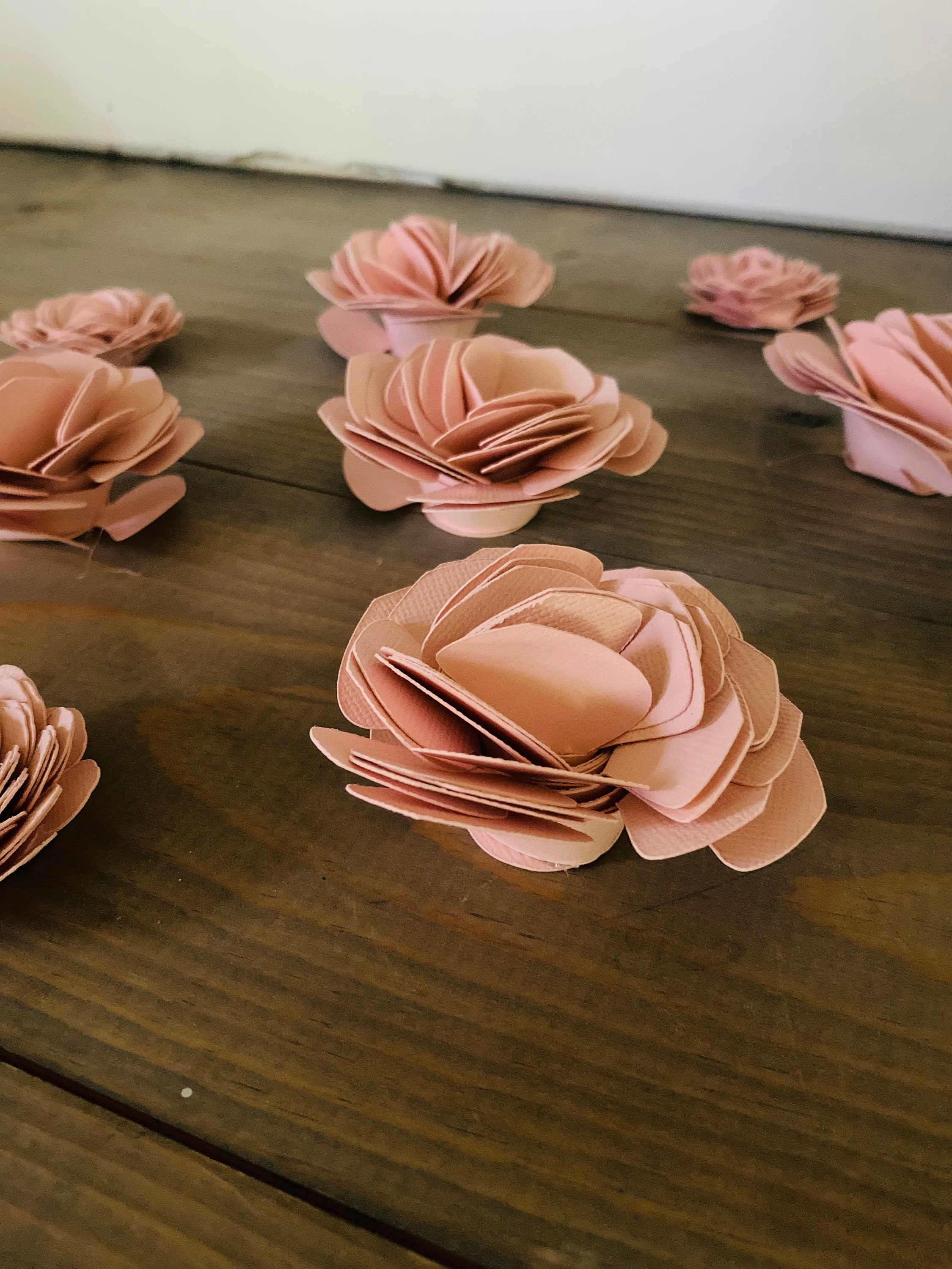 Rolled Paper Roses Pink 9 Pink Rolled Paper Flower Roses for Crafting - Etsy