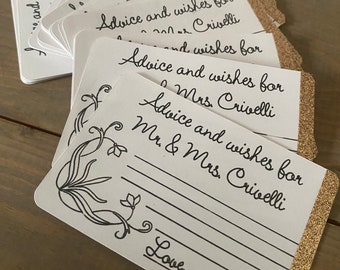 50 Personalized Wedding Advice and Wishes Card Place Setting Wedding Favor