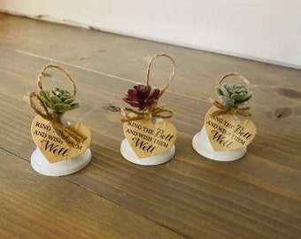 Set of 50 Ring the Bell and Wish them Well Succulent Wedding Bell Favors