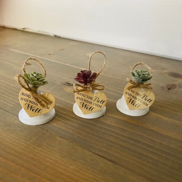Set of 50 Ring the Bell and Wish them Well Succulent Wedding Bell Favors