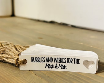 50 Personalized Customized Wedding Bubble Tags