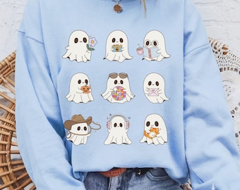 Fall Ghost Sweatshirt, Floral Ghost Shirt, Halloween Ghost Sweatshirt, Flower Halloween Shirt, Fall Sweatshirt, Fall Sweater, Spooky Ghost