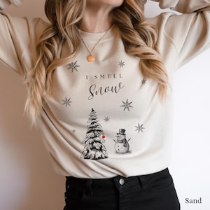 I Smell Snow Sweatshirt |  Snowman Shirt | Red Ornament | Snow Flake Shirt | Winter Sweatshirt | Christmas Tree Shirt | Lorelai | Rory