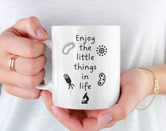 Enjoy The Little Things In Life Mug | Microbiology Science Lab Week Gift | Bacteria Mug | Lab Week Mug | Microbiology Mug | Lab Tech