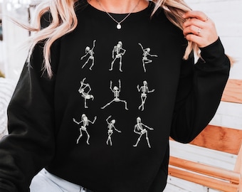 Tanzendes Skelett Sweatshirt, Halloween Sweatshirt, Herbst Sweatshirt, Retro Halloween Crewneck, Skelett Shirt, Halloween Weihnachten Skelett