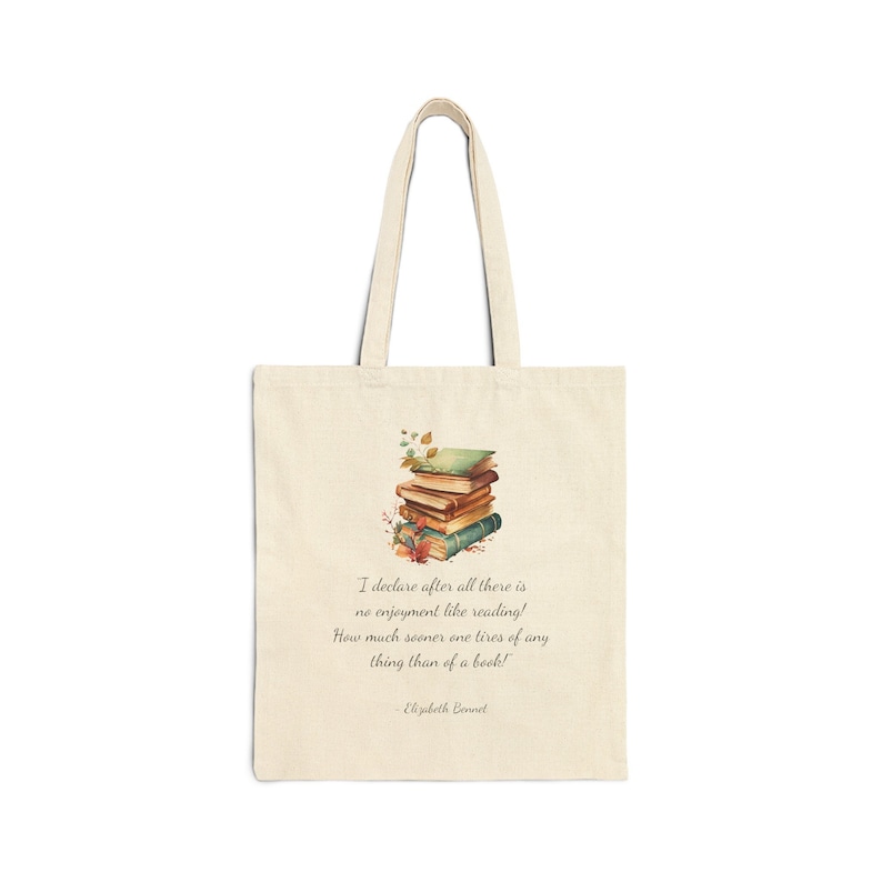 Stolthet och fördom tygkasse | Stolthet och fördom citat | Elizabeth Bennet | Bokcitatväska | Bokliknande gåva | Jane Austen | Canvas bokväska bild 1