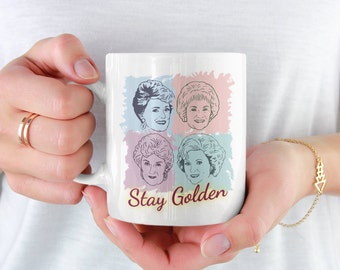 Golden Girls Stay Golden-koffiemok, keramische mok, cadeau-idee Golden Girls-fan, Blanche Dorothy Sophia Rose-beker