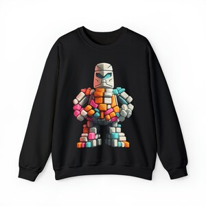 Marshmallow Robot, Unisex Heavy Blend Crewneck Sweatshirt, Unique Birthday Gift, Abstract, Artsy Fun Gift, Humorous, One-of-a-kind, Abstract