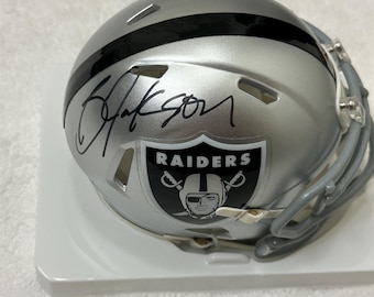 Casco mini firmado por Bo Jackson de los Oakland Raiders (COA)