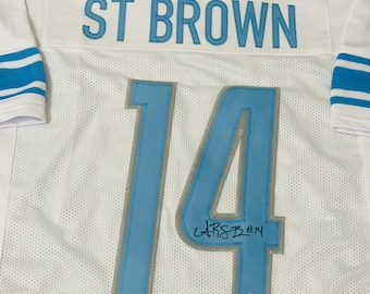 Amon-Ra St. Brown Detroit Lions Signed Football Jersey COA