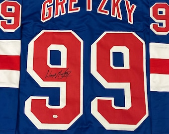 Camiseta de hockey firmada por Wayne Gretzky de los New York Rangers (COA)