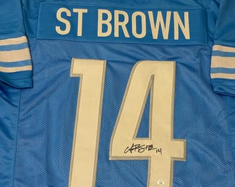 Amon-Ra St. Brown Detroit Lions signerad fotbollströja COA