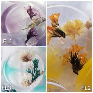 Il FLOREALE. Bottoni con fiori secchi. Unico realizzato in resina epossidica, mica e pigmento. Autunno