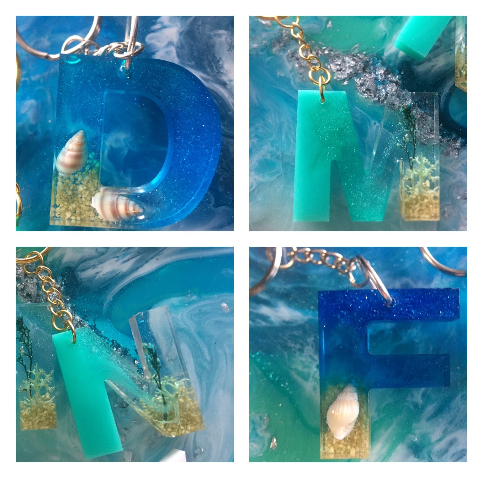 Ocean Letter Keychain, Resin Accessories, Personalized Alphabet Keychain,  Beach Themed 